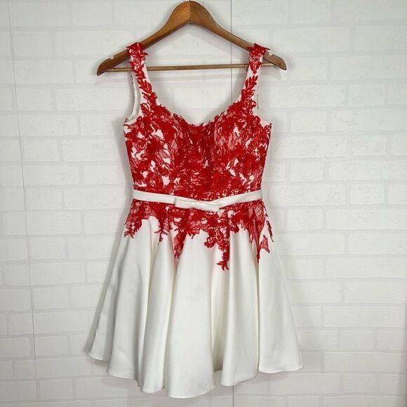 Alyce Paris Womens prom dress size 2 short Fit and Flare Mini Dress Red - Picture 1 of 16